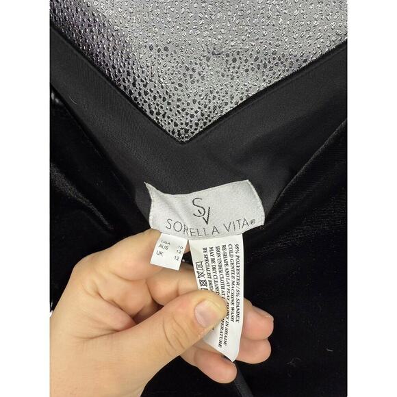 Sorella Vita Black Velvet Wrap Floor Length Formal Gown Bridesmaids Dress 10 - Picture 3 of 10